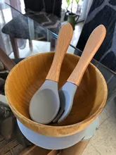 3 unids/set alimentación de bebé de la placa de la cena de alimentación vajilla con silicona succión Copa cuchara de madera de los niños de mercancías