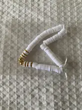 Pulsera de cuentas de disco de arcilla polimérica reciclable para mujer, brazalete minimalista hecho a mano, joyería