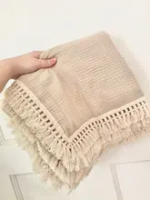 Manta de algodón con borlas para bebé, cubierta para cochecito de bebé, manta de muselina para recién nacido, gasa para el baño, colcha de muselina