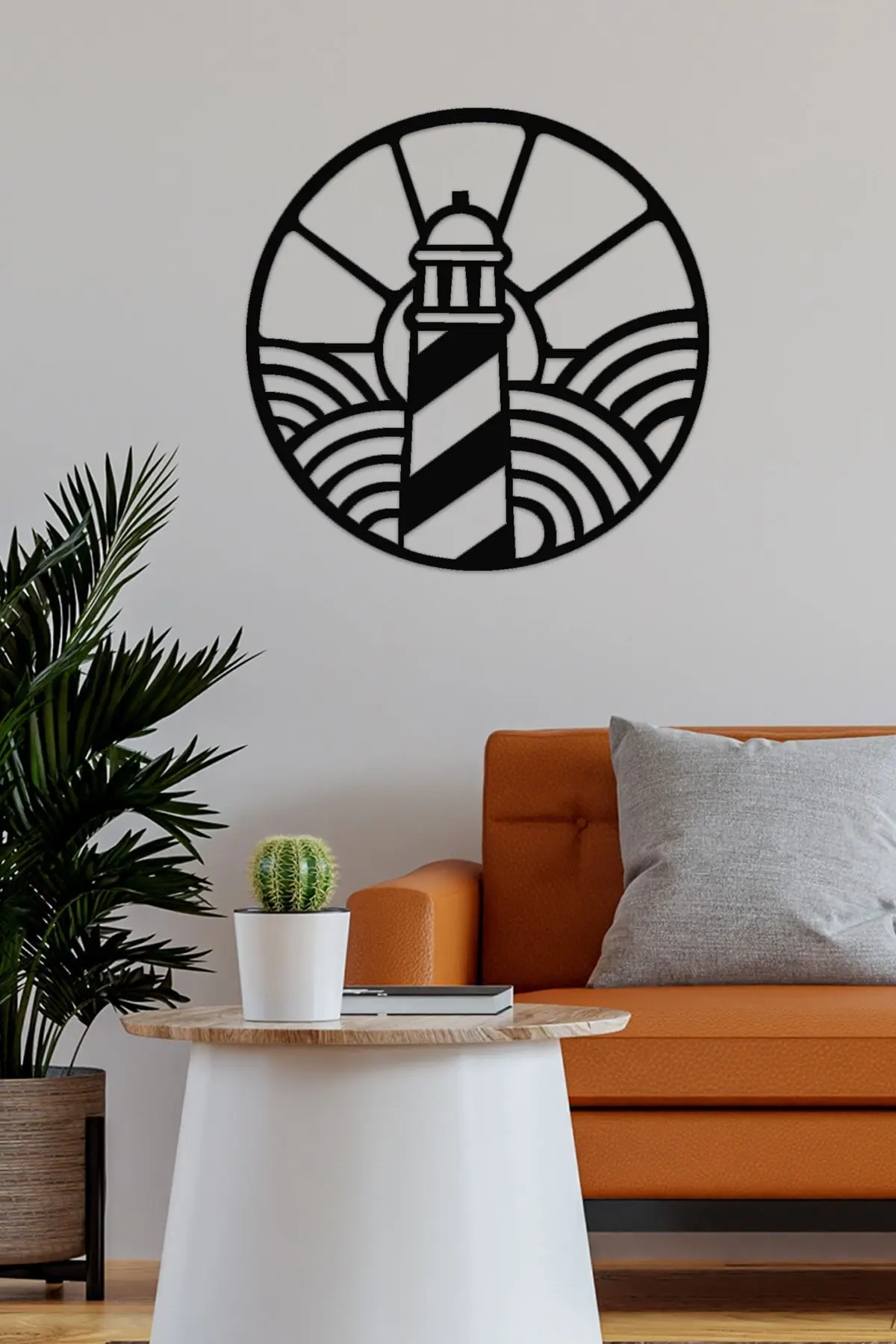 

Lighthouse Round Pattern Black Laser Cut Wall Decoration Product Sea decorative wood 3mm Mdf picture home office room luxury art