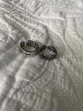 Anillo de plata con alfabeto Retro Punk para hombre, moderno Color plateado, reloj con diseño geométrico, anillo ajustable con apertura joyas de hip-hop