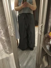 Pantalones Mujer Palazzo 2019 Causal Ruffle cordón pantalones elegante alta cintura Irregular suelto Color puro otoño mujer pantalón falda