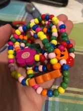 5 pulseras de cuentas elásticas de madera encantadoras para niños, regalo de joyería para fiesta de cumpleaños