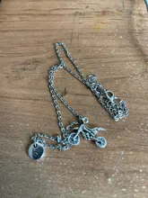 Nuevo antiguo suciedad bicicleta encanto 26 carta A-Z collar con escritura motocicleta colgante de las mujeres los hombres amante de regalo Rock joyería