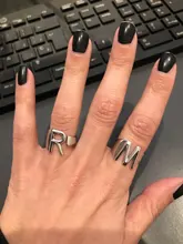 A-Z 26 anillos con letras para los hombres de las mujeres de oro rosa blanco abierto de oro ajustable anillo Alianzas de Boda mujer hombre amor anillo de compromiso