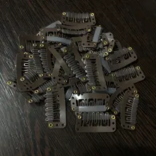 Alegría y belleza 40 unids/lote U rubia/marrón/Negro/plata/luz marrón Snap Clip para el cabello Peluca de extensión de 32mm