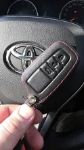 VCiiC-Funda de cuero para llavero de coche, funda de 3 botones, sin llave, para Toyota Camry, CHR, Prius, Corolla, RAV4, Prado 2017, 2018