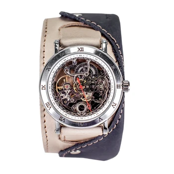 Watch skeleton YOURTIME Martini 2.0 women's wide leather strap handmade 
Watch skeleton YOURTIME Martini 2.0 women's wide leather strap handmade