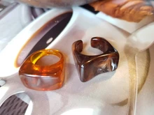 Anillo de acrílico Irregular con patrón de mármol para mujer y niña, anillos de apertura de tortuga de resina, Transparencia Multicolor, novedad de 2021