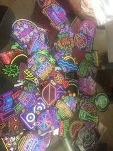 Pegatinas de neón geniales para niños, juguetes para bicicleta, teléfono, Maleta, guitarra, parachoques, monopatín, mochila, grafiti JDM, pegatina impermeable, 50 Uds.