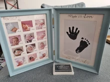 Almohadilla de tinta para pies y manos para bebés recién nacidos, marco de fotos para crecimiento de la edad de la luna llena