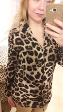 Blusa de gasa Sexy de manga larga blusa estampado de leopardo Turn Down Collar dama Oficina camisa túnica Tops Casual sueltos de talla grande Blusas