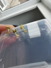 Canner 1 925 Pendientes tipo botón de plata fina para mujer oro Mini Luna estrella aretes geométricos Bijoux Pendientes Piercing 2020 W5