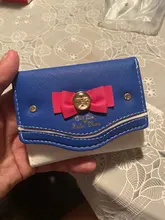 Mini cartera con lazos bonitos para mujer, Tarjetero con broche, monedero de mano, de cuero PU, a la moda, novedad