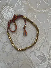 Pulsera de cobre tibetano hecha a mano para mujer y hombre, cadena de cuerda ajustable, pulseras trenzadas de Color dorado, joyería Vintage Bohemia, regalo