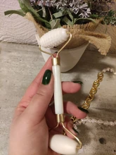 Rodillo de Jade blanco para masaje Facial, rodillo de Jade blanco para estiramiento Facial, herramientas de masaje Facial para mentón, cuello, cuidado de la piel