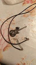Collar de guitarra de acero inoxidable 316L para hombre, cadena de cuero, colgantes