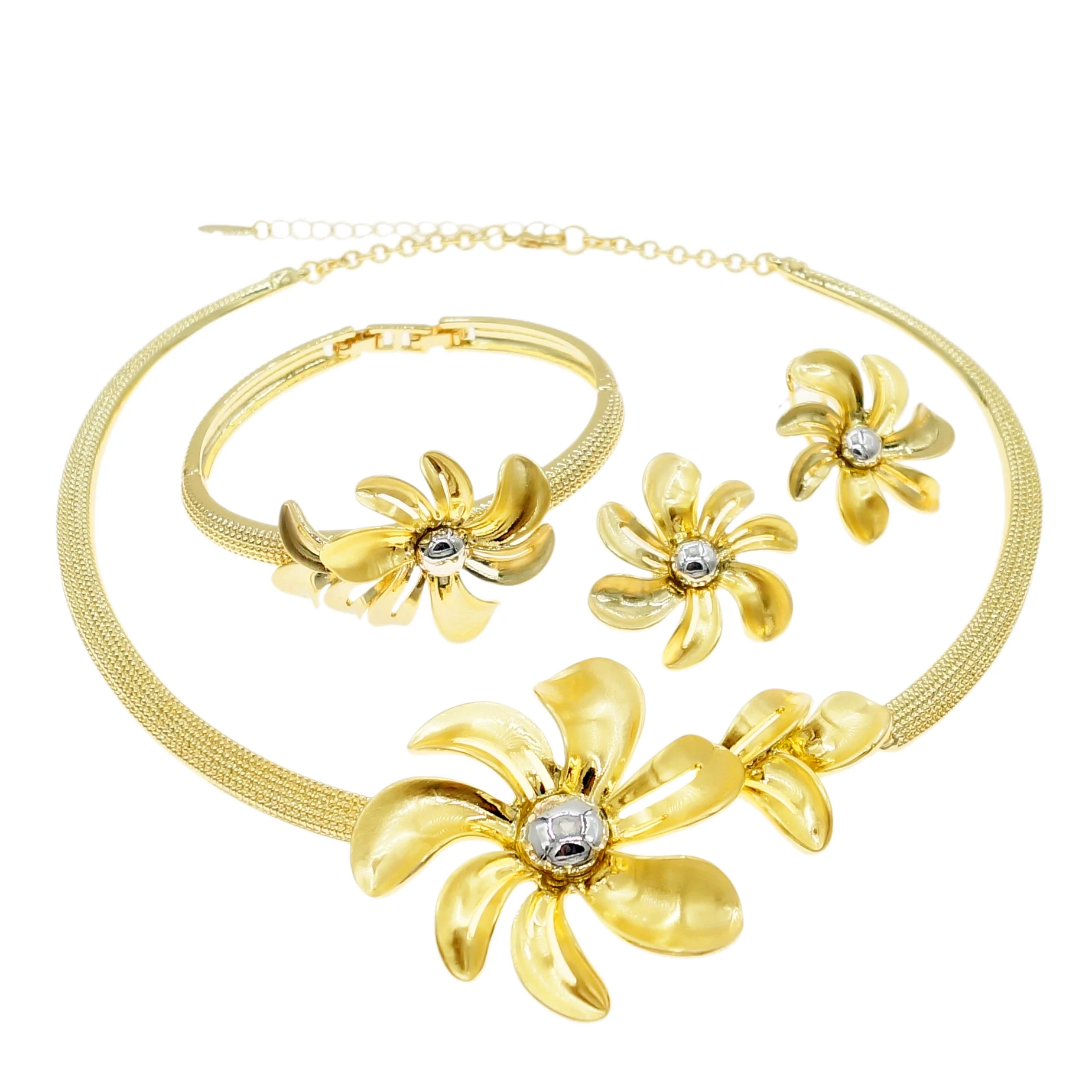 Hot Sale Dubai Gold Colour Style Flower Necklace Set Simple Banquet Wedding Fashion Jewelry Set HV21090535
Hot Sale Dubai Gold Colour Style Flower Necklace Set Simple Banquet Wedding Fashion Jewelry Set HV21090535