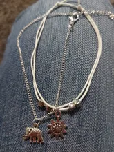 Tobilleras de capa múltiple Vintage para mujer, colgante de Sol de elefante, cadena de cuerda, pulsera de tobillo de pie para playa de verano, joyería