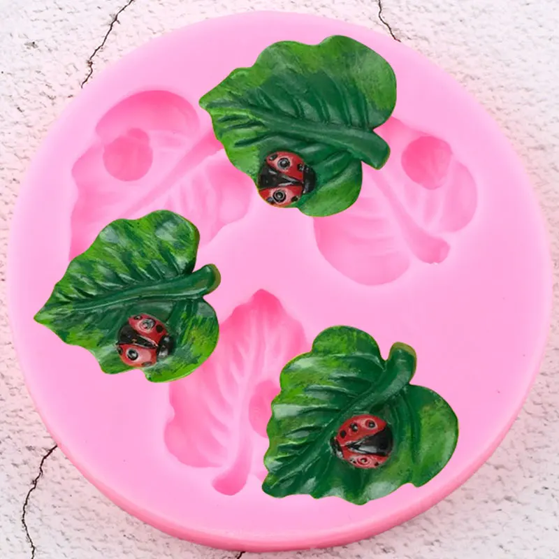 

3D Ladybug Silicone Mold DIY Party Leaves Cupcake Topper Fondant Cake Decorating Tools Chocolate Candy Polymer Clay Resin Moulds