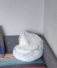 Cama de felpa redonda para mascotas nido de gato semicerrado para Comodidad para dormir profunda en invierno, cama para gatos, pequeña esterilla, cesta, perrera suave, novedad