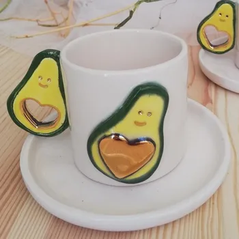 Avocado Figured Cup and saucer Turkish coffee creative mugs white ceramic tea stylish new style cute lovely handmade Gift Green
Avocado Figured Cup and saucer Turkish coffee creative mugs white ceramic tea stylish new style cute lovely handmade Gift Green