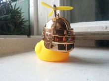 Adorno de pato de goma de juguete para coche, adorno amarillo para salpicadero de coche, con hélice