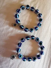 De moda de Color de plata azul de mal de ojo Hamsa la mano de Fátima Palm pulseras para las mujeres de la pulsera del encanto de estilo étnico joyería hecha a mano