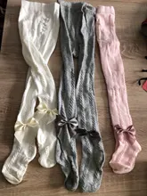 Pantis de malla con lazo para bebés, medias ajustadas de algodón para chico de 0 a 4 años, primavera y otoño