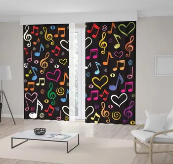 Curtain Colorful Music Notes Clefs Heart Shapes on Black Background Fun Patterns Print Red Pink Blue Yellow Green
Curtain Colorful Music Notes Clefs Heart Shapes on Black Background Fun Patterns Print Red Pink Blue Yellow Green