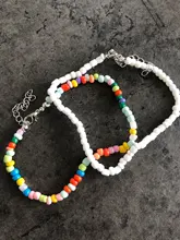 DoreenBeads-tobillera de cuentas hechas a mano para mujer, pulsera ajustable colorida para tobillo, pie de pierna, joyería de moda para mujer de 21,5 cm