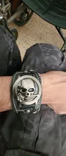 Reloj de pulsera de cuarzo con correa de cuero para hombre, cronógrafo Steampunk con tapa de Calavera, con cadena, 2019