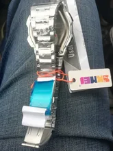 SKMEI-Relojes con correa de acero inoxidable para hombre, pulsera de moda con cronómetro, cronógrafo y función impermeable, con modelos deportivos