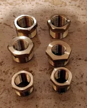 Brass Hex Bushing Reducer Pipe Fitting 1/8 1/4 3/8 1/2 3/4 F to M Threaded Reducing Copper