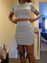 Top de manga corta con botones y falda, Conjuntos de 2 piezas, para mujer, informal, a la última moda