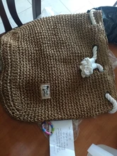 Mochila de paja de verano para mujer, bolso de playa hecho a mano con cordón, bolso de hombro tejido de ganchillo, bolsa de viaje