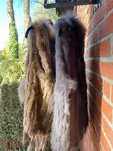 Chalecos de piel de conejo tejida auténtica para mujer, chaleco de piel de mapache con borlas, adorno de piel auténtica, chaleco de piel sin mangas