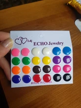 12 par/set de europea y americana ronda pendientes para mujer color botones retro nicho pendiente de mujer regalo de moda Bisutería