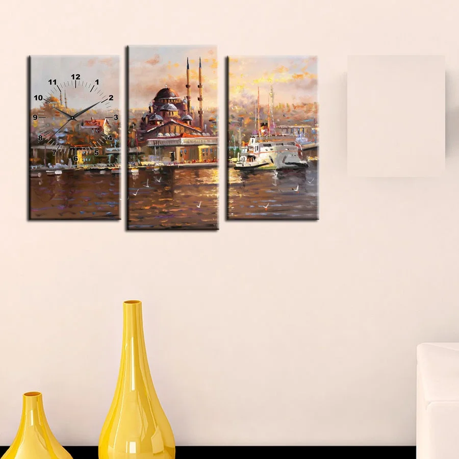 3 PCS With Clock Turkey Istanbul Landscape Painting Canvas Table 81X50 CM
3 PCS With Clock Turkey Istanbul Landscape Painting Canvas Table 81X50 CM