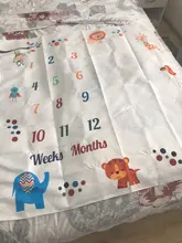 Manta de Milestone para crecimiento mensual de bebé, fondo con patrón de dibujos animados, toalla de memoria