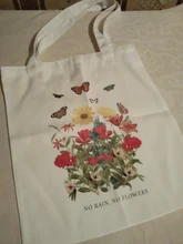 Bolso de compras Harajuku sin lluvia para mujer, bolsa de mano de lona estampada con flores, de gran capacidad