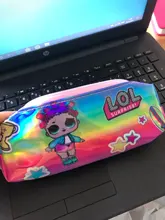 Lol Surprise-bolsa de lápices de sílice para niñas, bolso de mano de Pu con dibujos animados, bolsa para estudiante de papelería