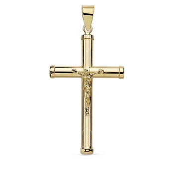 Pendant 18k gold cross Christ 32mm. Round stick crucifix terminations unisex
Pendant 18k gold cross Christ 32mm. Round stick crucifix terminations unisex