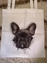 Francés dibujo de Bulldog francés reutilizable para mujer, bolso de hombro de lona, libro de profesor, bolsas de almacenamiento de viaje