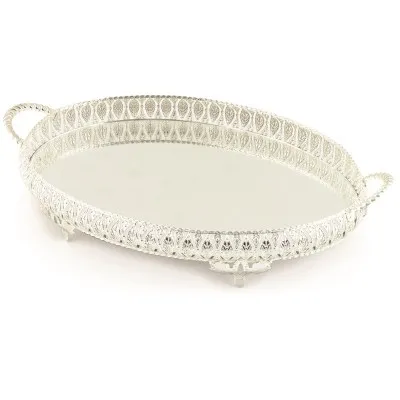 

wonderful dowry wedding mothers day birthday gift awesome decor Silver Color Oval Mirror Vanity Serving Tray