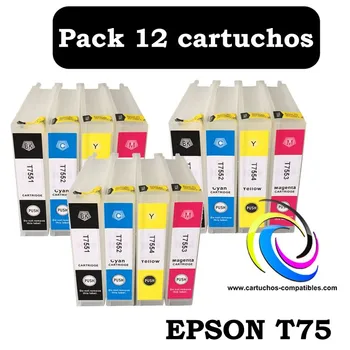 Compatible Epson T75 Pack 12 or units WF8010 WF8090 WF8510 WF8590 WF-8010 WF-8090 WF-8510 WF-8590 T7561 T7562 T7563 T7564
Compatible Epson T75 Pack 12 or units WF8010 WF8090 WF8510 WF8590 WF-8010 WF-8090 WF-8510 WF-8590 T7561 T7562 T7563 T7564