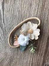 3 estilos recién nacido encaje de perlas artificiales flor diadema para bebé niñas hecha a mano de Nylon cintas elásticas para el cabello diadema bebé niño