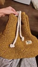 Mochila de paja de verano para mujer, bolso de playa hecho a mano con cordón, bolso de hombro tejido de ganchillo, bolsa de viaje