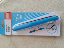 Deli 0600-Tijeras portátiles de bolsillo para corte de papel, tijeras de seguridad plegables