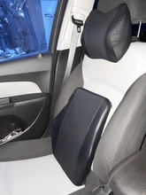 Cojín lumbar de cuero Pu para asiento de coche, almohada negra para reposacabezas, cuello, espuma de memoria, alivio del dolor de cintura y espalda